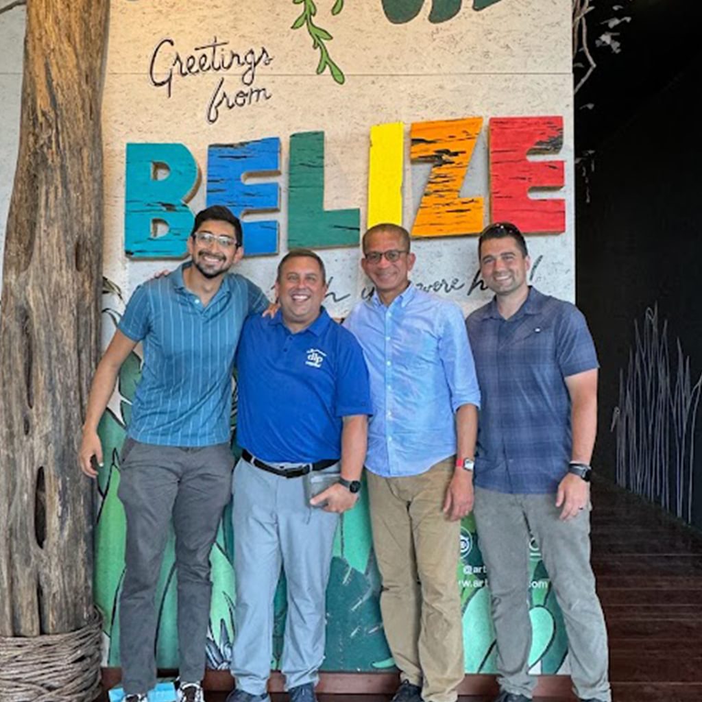 Pablo (of Transforming Futures), Danny Sells, Irv (of PathLight International), and I at the start of our Belize leg of the trip