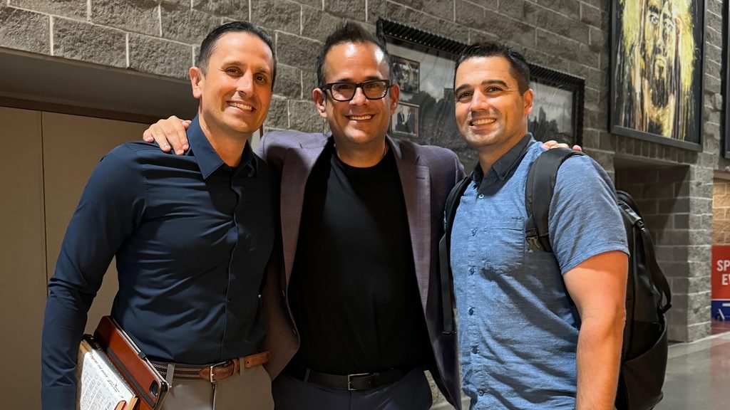 At the Hobby Lobby Headquarters with Brett Swarts (left) and Pete Vargas (middle)