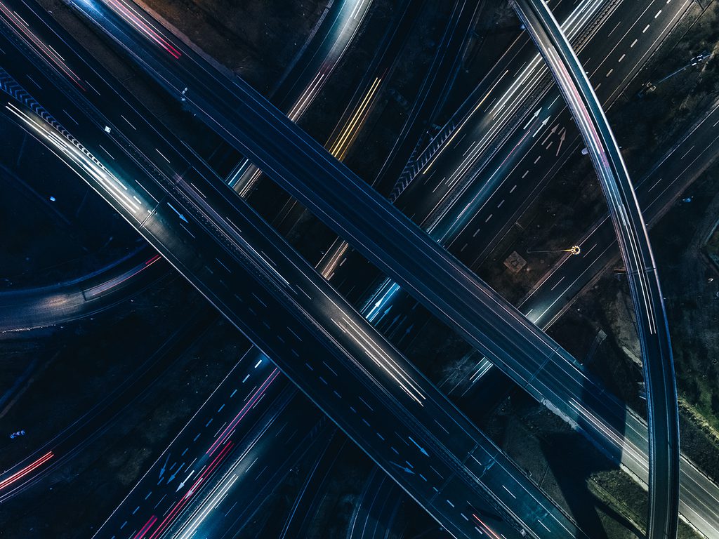 Drone View of Road Intersection