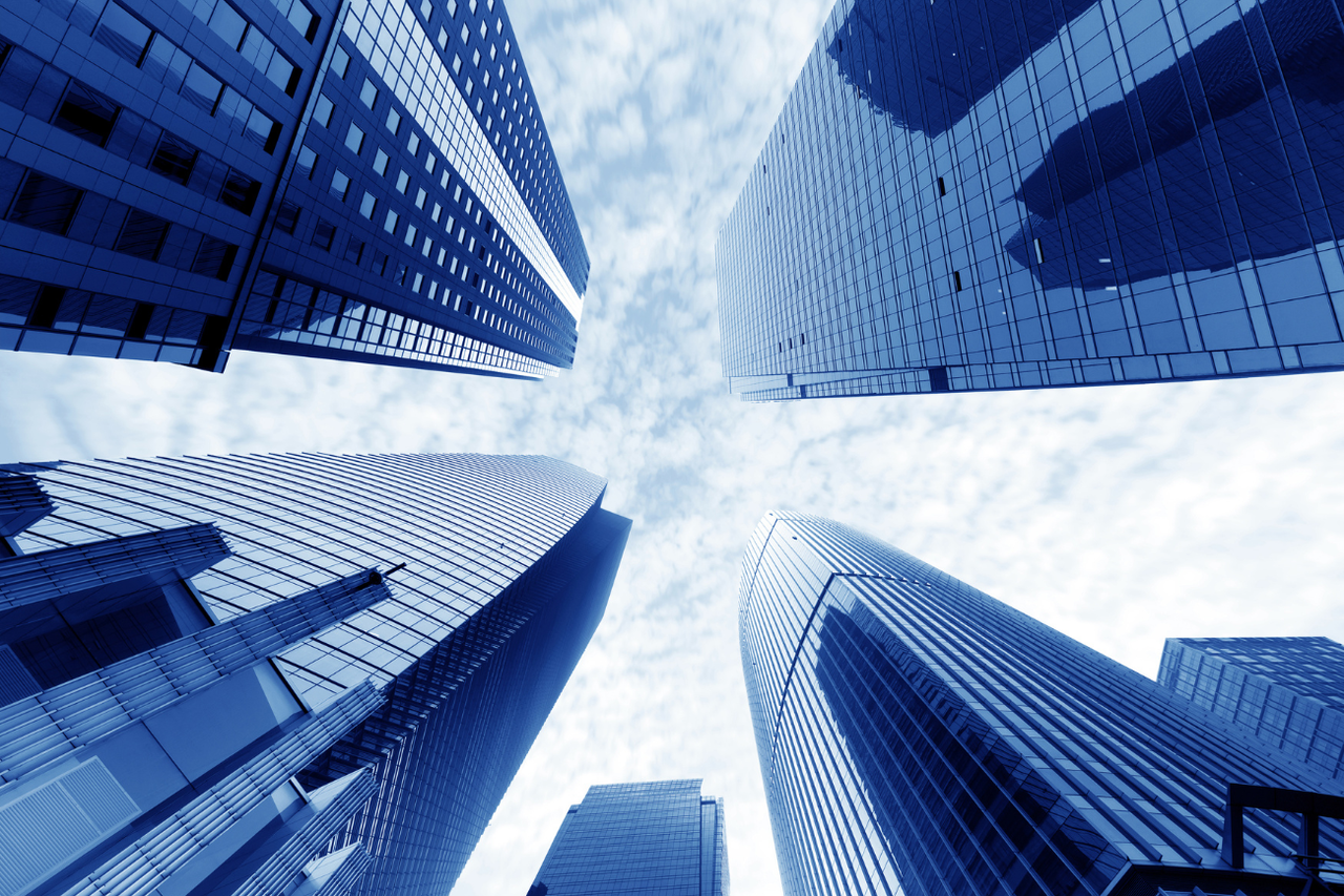 City skyscrapers closeup